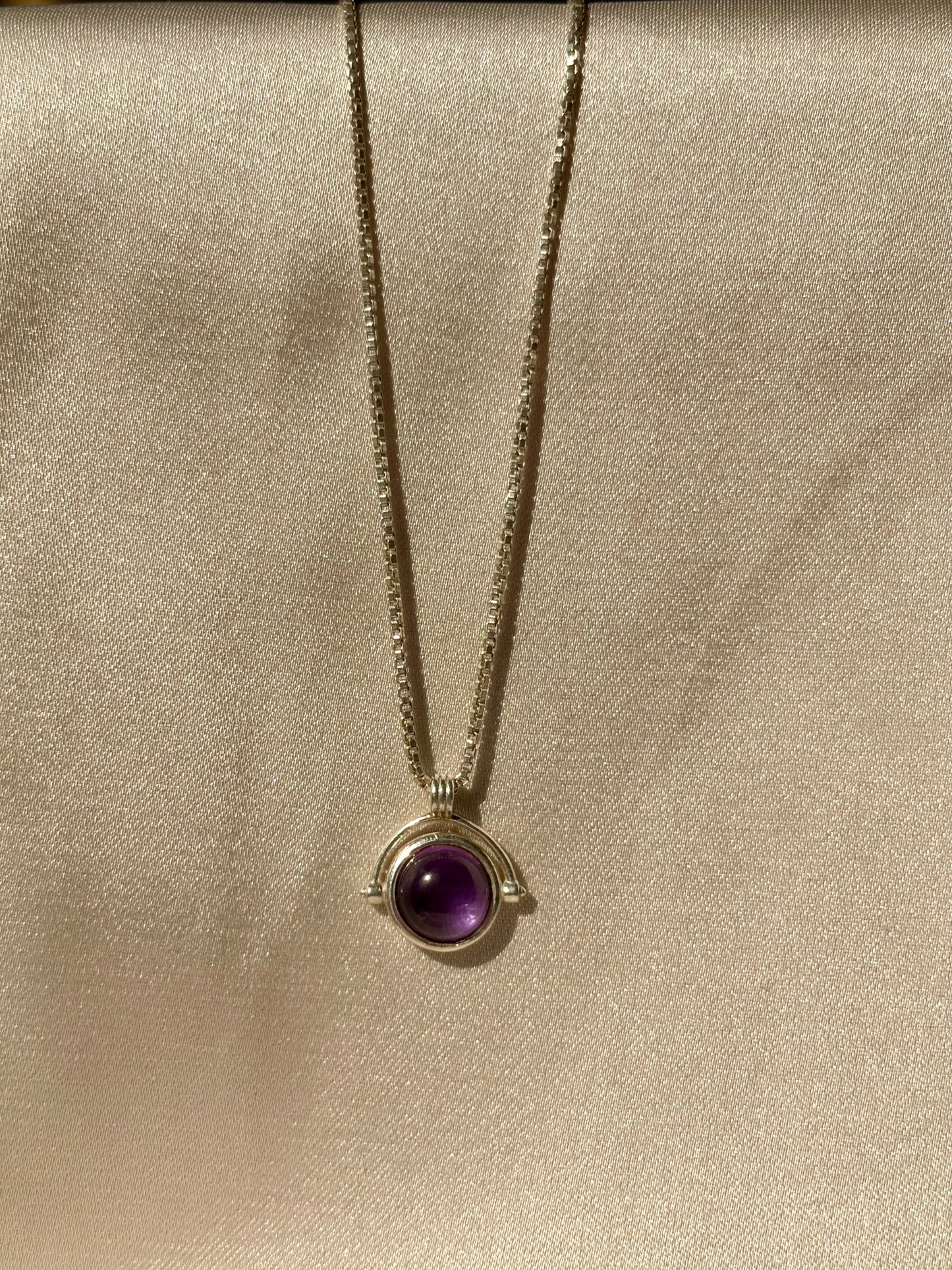Amethyst Round Pendant Sterling Silver Gold Plated – House of Tarasya
