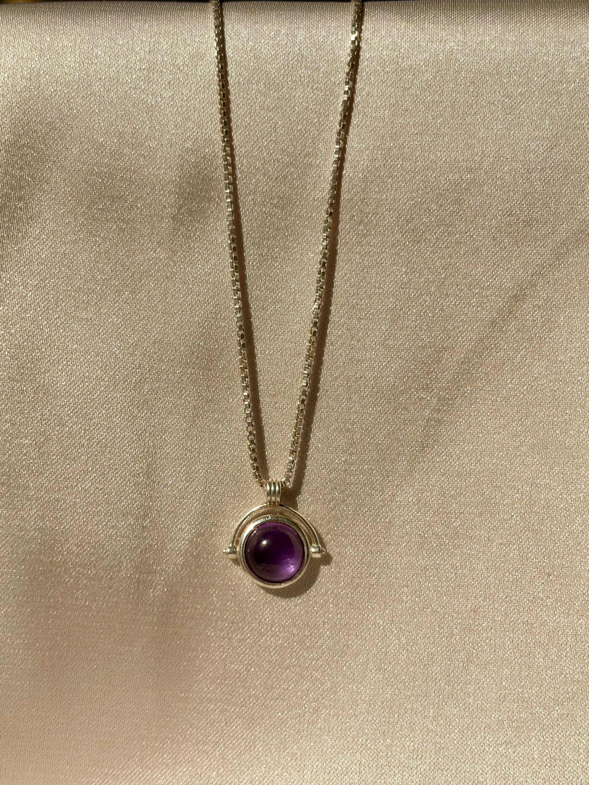 Amethyst Round Pendant Sterling Silver Gold Plated – House of Tarasya
