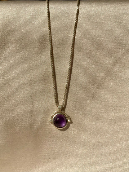 Amethyst Round Pendant Sterling Silver Gold Plated – House of Tarasya
