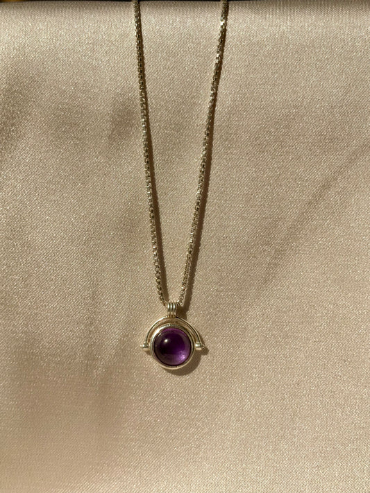 Amethyst Round Pendant Sterling Silver Gold Plated – House of Tarasya
