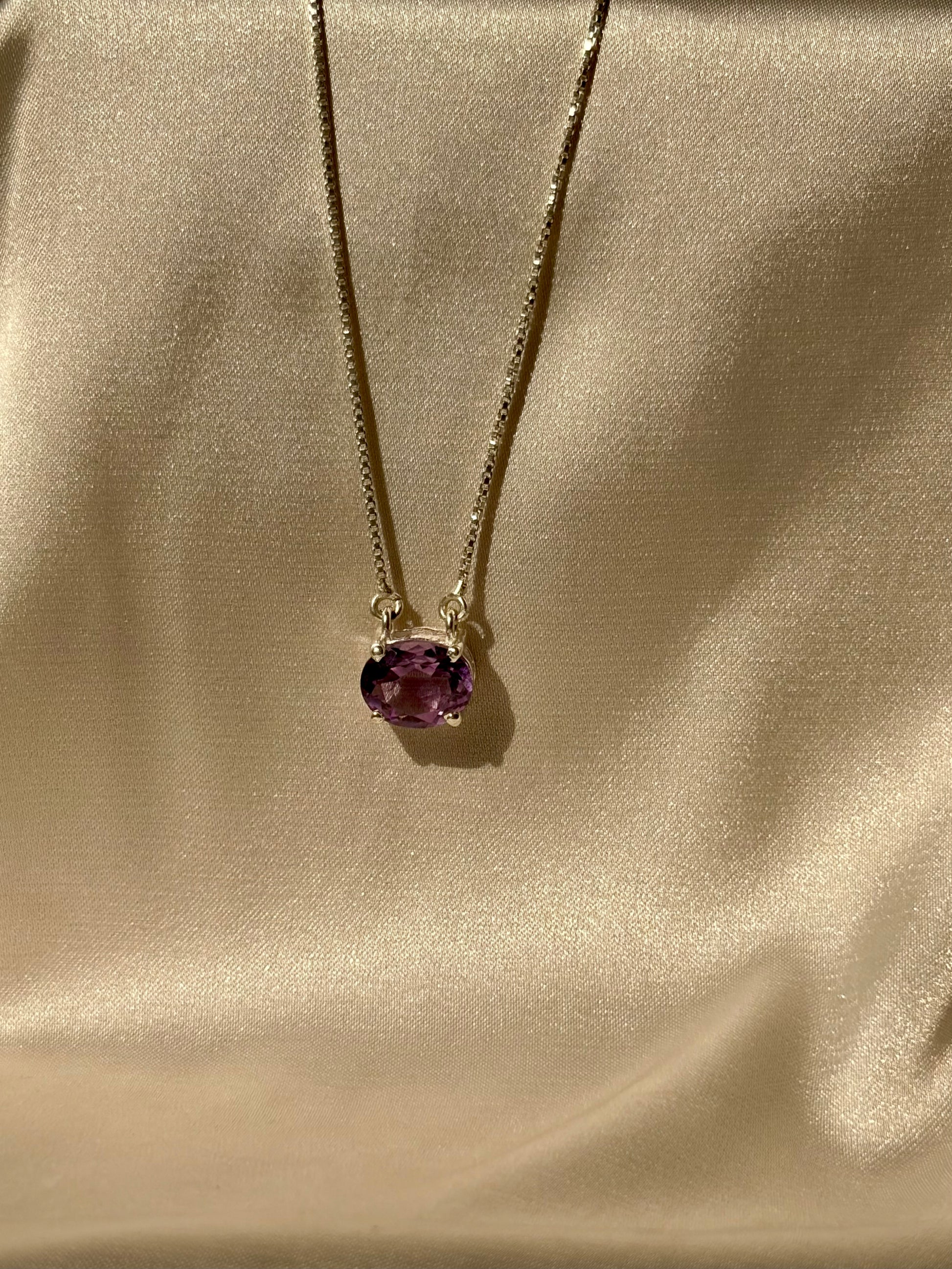 Amethyst Oval Pendant Sterling Silver Necklace – House of Tarasya
