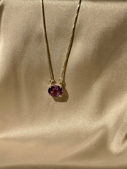 Amethyst Oval Pendant Sterling Silver Necklace – House of Tarasya
