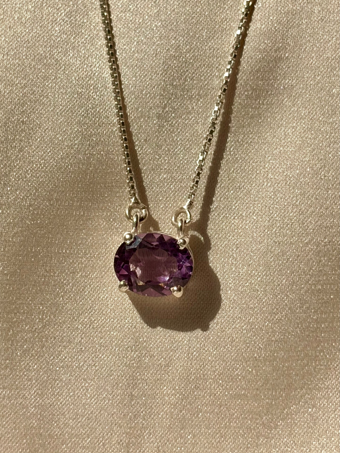 Amethyst Oval Pendant 925 Sterling Silver Necklace – House of Tarasya
