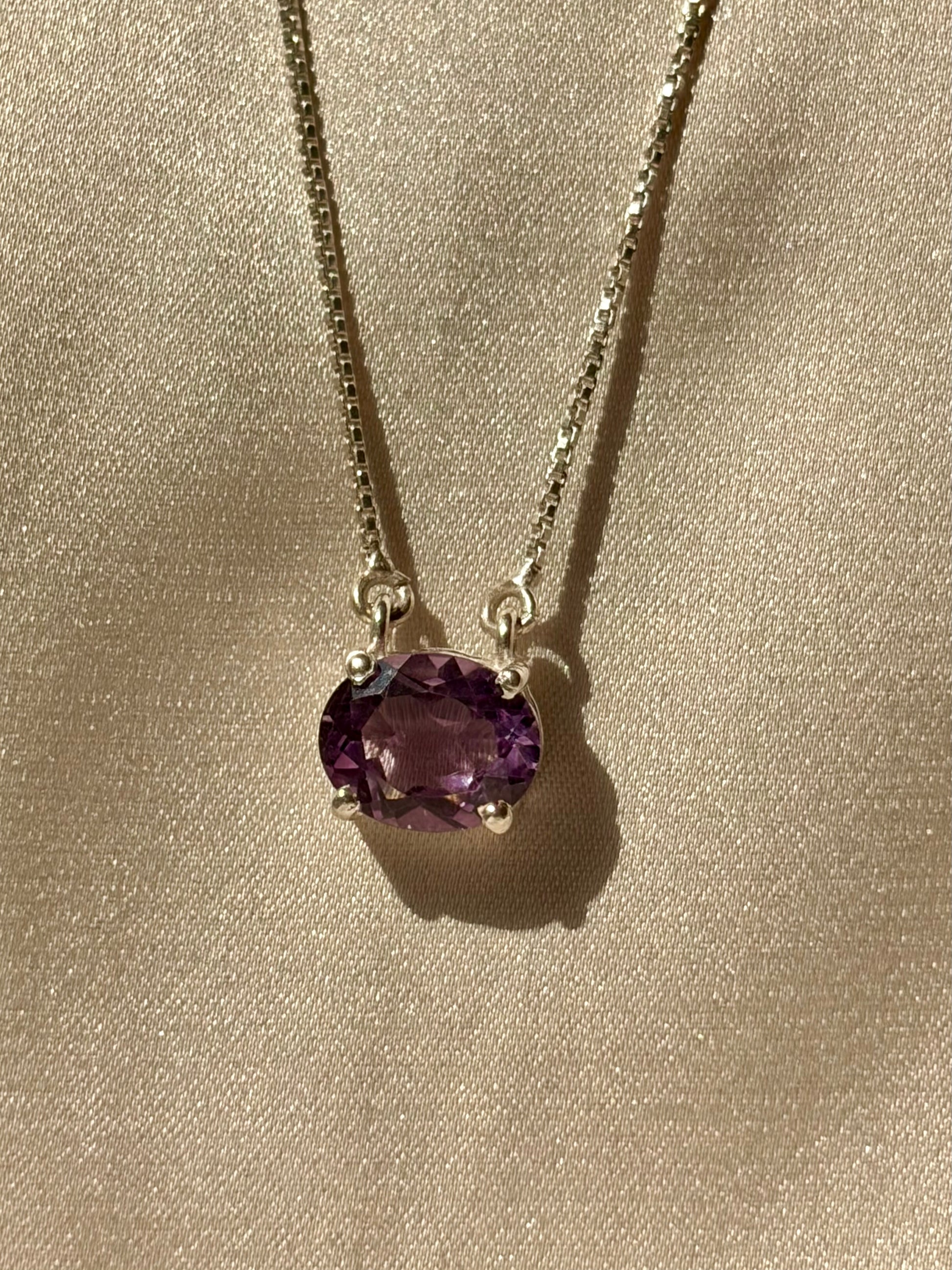 Amethyst Oval Pendant 925 Sterling Silver Necklace – House of Tarasya
