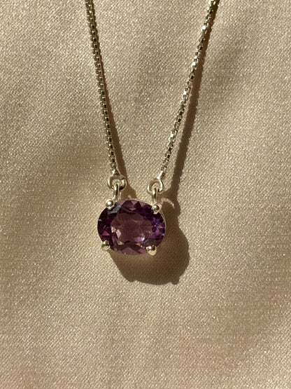 Amethyst Oval Pendant 925 Sterling Silver Necklace – House of Tarasya
