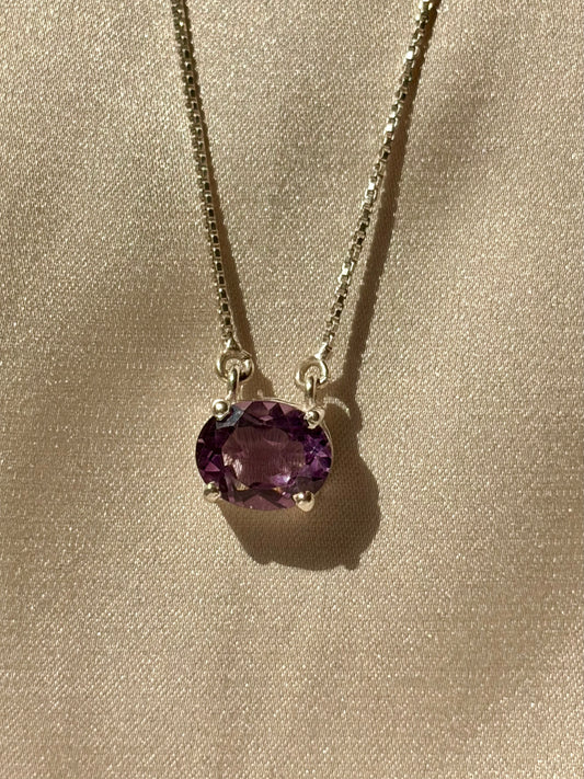 Amethyst Oval Pendant 925 Sterling Silver Necklace – House of Tarasya
