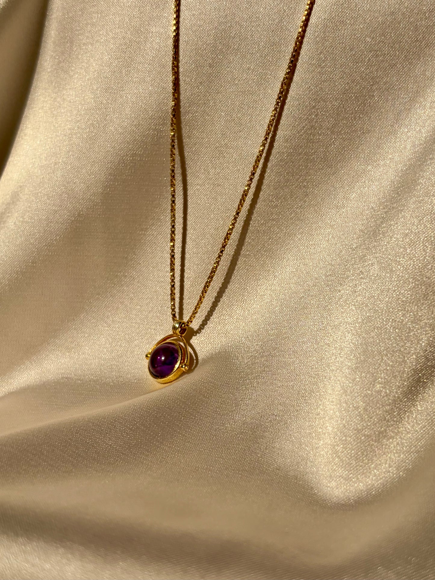 Amethyst Round Pendant Necklace Gold Plated – House of Tarasya
