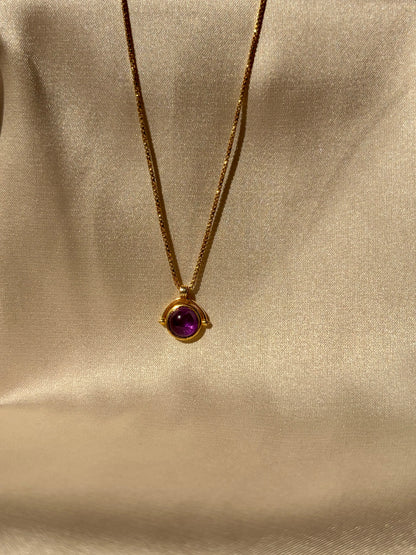Amethyst Round Pendant Necklace Gold Plated – House of Tarasya
