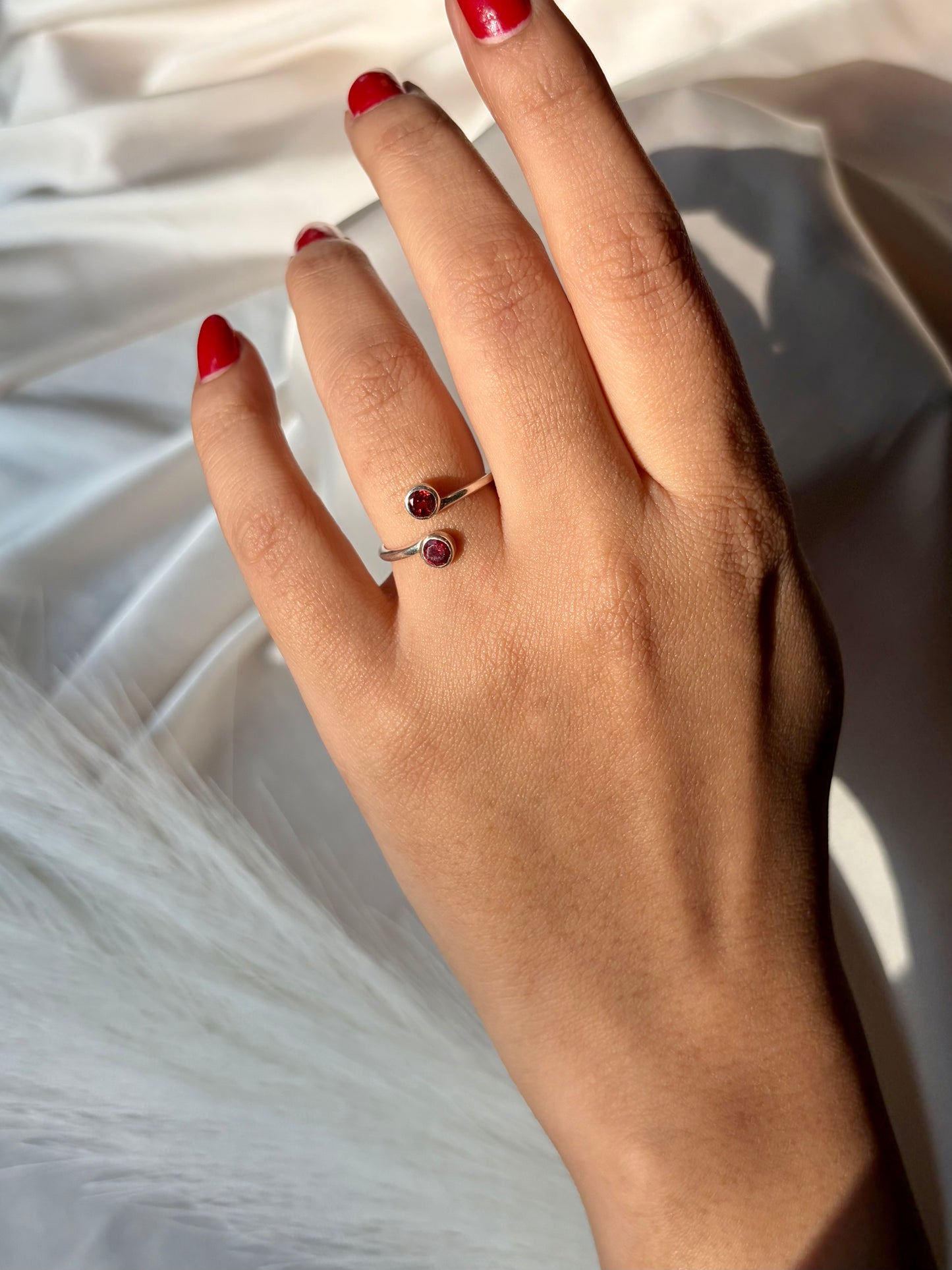 Garnet Duo Stone Ring Gemstone 925 Sterling Silver Jewellery – House of Tarasya
