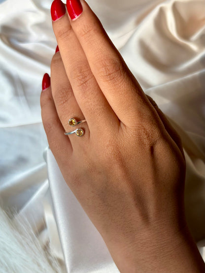 Citrine Twin Glow Ring Gold Plated Sterling Silver – House of Tarasya
