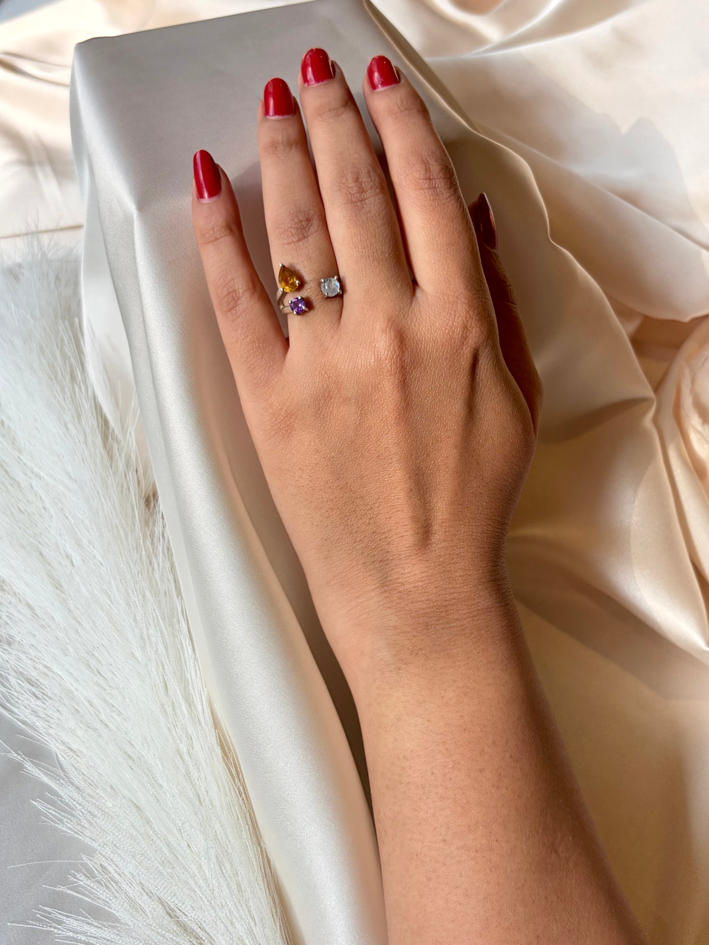 Amethyst Citrine Rose Quartz Trinity Ring Gold Plated – House of Tarasya
