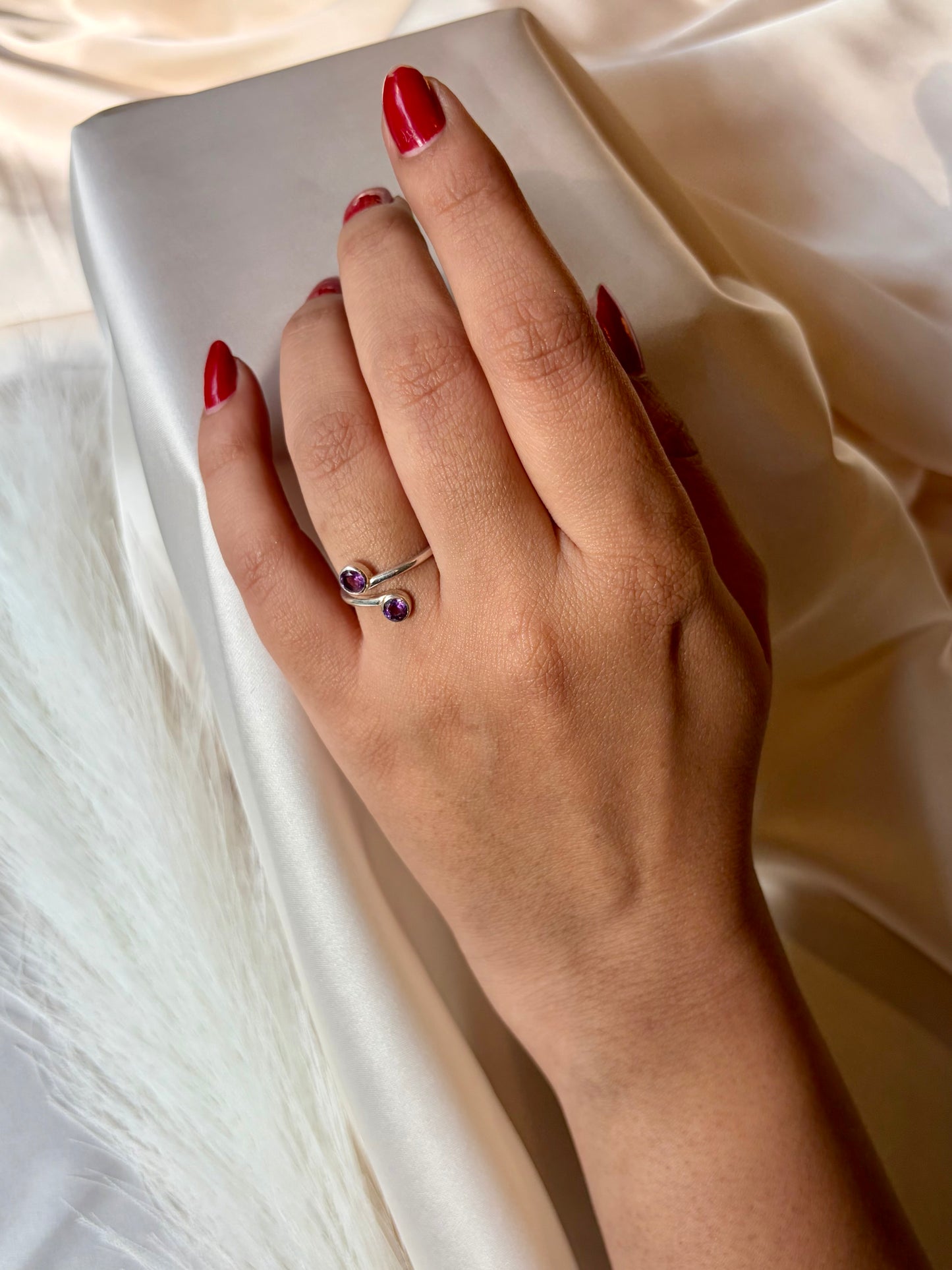 Amethyst Duo Ring Sterling Silver Gold Plated – House of Tarasya
