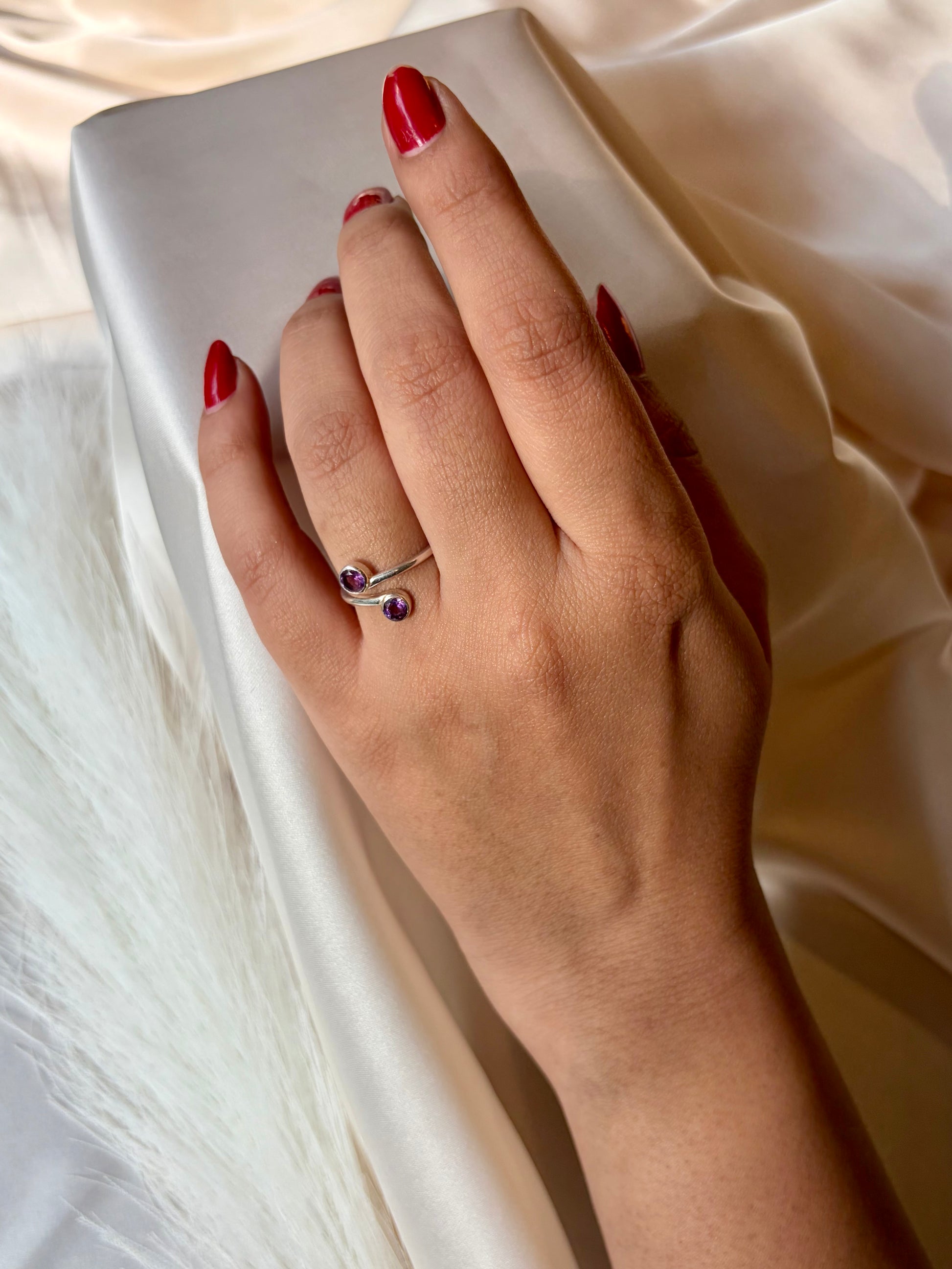 Amethyst Duo Ring Sterling Silver Gold Plated – House of Tarasya
