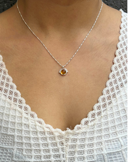 Citrine Round Necklace 925 Sterling Silver – House of Tarasya
