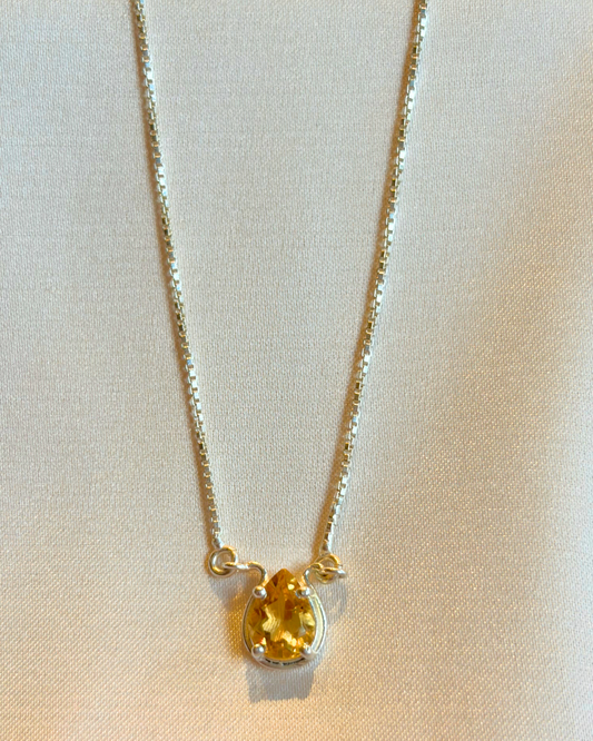 Citrine Pear Pendant Gold Plated Necklace – House of Tarasya
