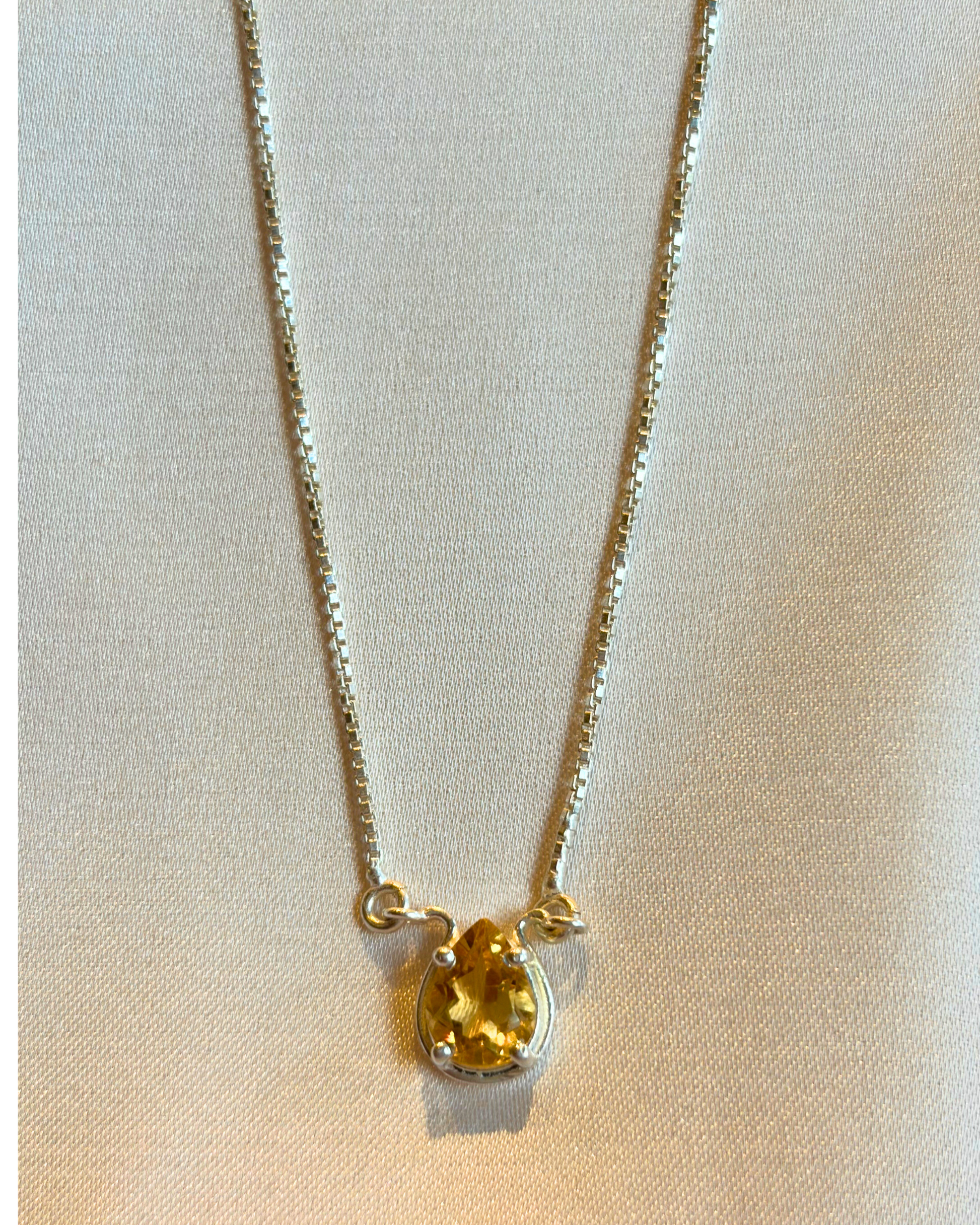 Citrine Pear Pendant Gold Plated Necklace – House of Tarasya
