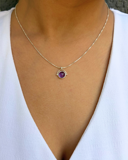 Amethyst Round Pendant 925 Sterling Silver – House of Tarasya
