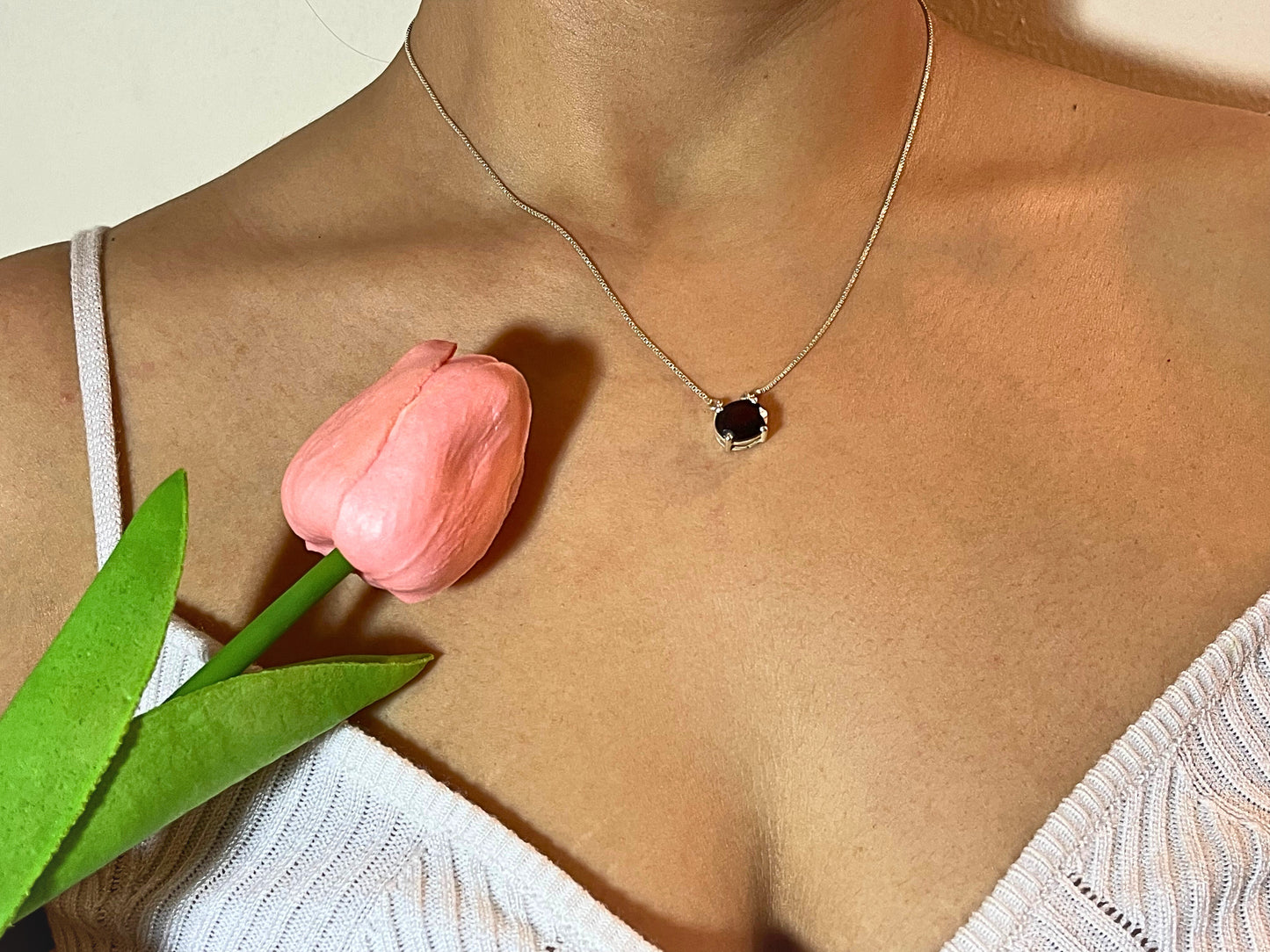 Garnet Oval Necklace 925 Sterling Silver – House of Tarasya
