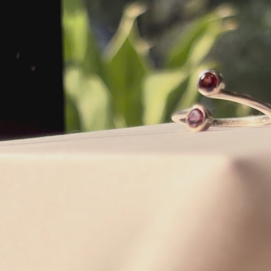 Garnet Duo Stone Ring Gemstone 925 Sterling Silver Jewellery – House of Tarasya
