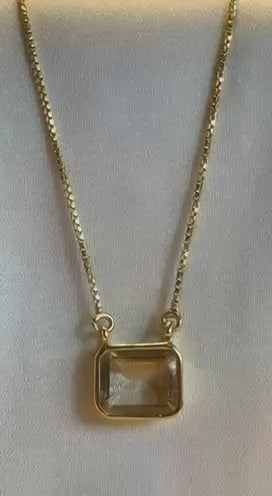 Citrine Square Pendant Gold Plated Necklace – House of Tarasya
