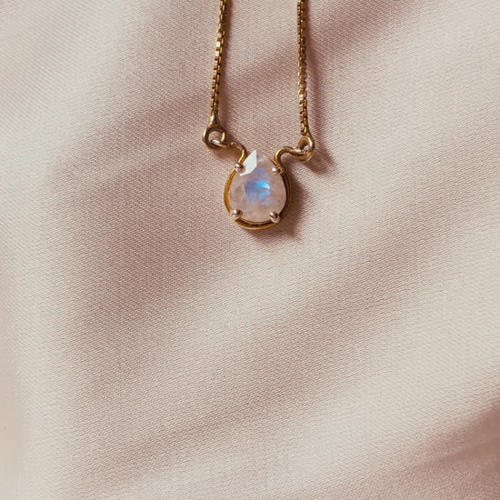 Moonstone Pear Pendant Gold Plated Necklace – House of Tarasya
