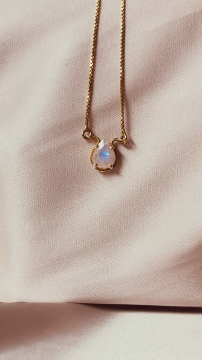 Moonstone Pear Pendant Gold Plated Necklace – House of Tarasya
