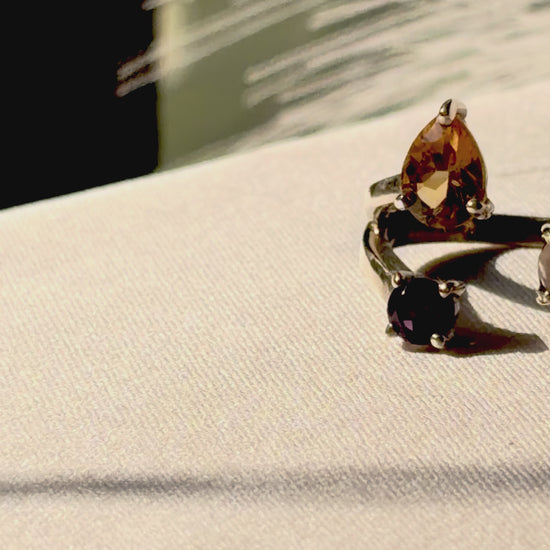 Amethyst Citrine Rose Quartz Trinity Ring Gold Plated – House of Tarasya
