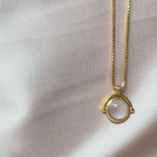 Moonstone Round Necklace Gold Plated Gemstone – House of Tarasya
