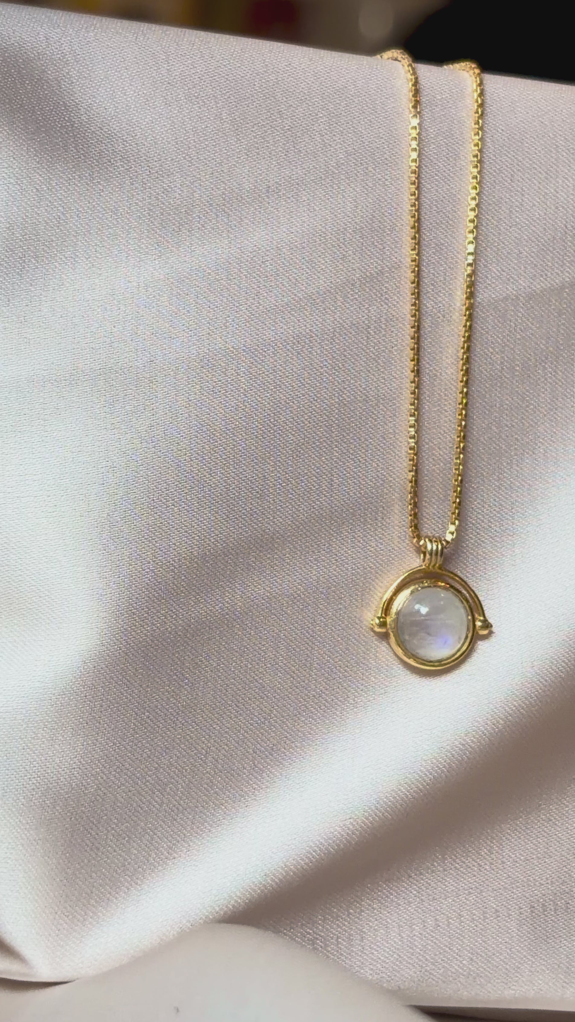 Moonstone Round Necklace Gold Plated Gemstone – House of Tarasya
