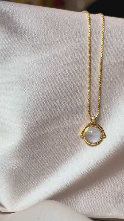 Moonstone Round Necklace Gold Plated Gemstone – House of Tarasya
