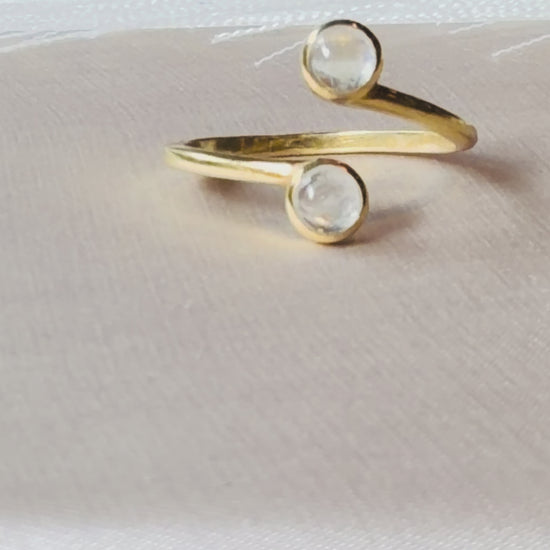 Moonstone Duo Ring Gold Plated Gemstone – House of Tarasya
