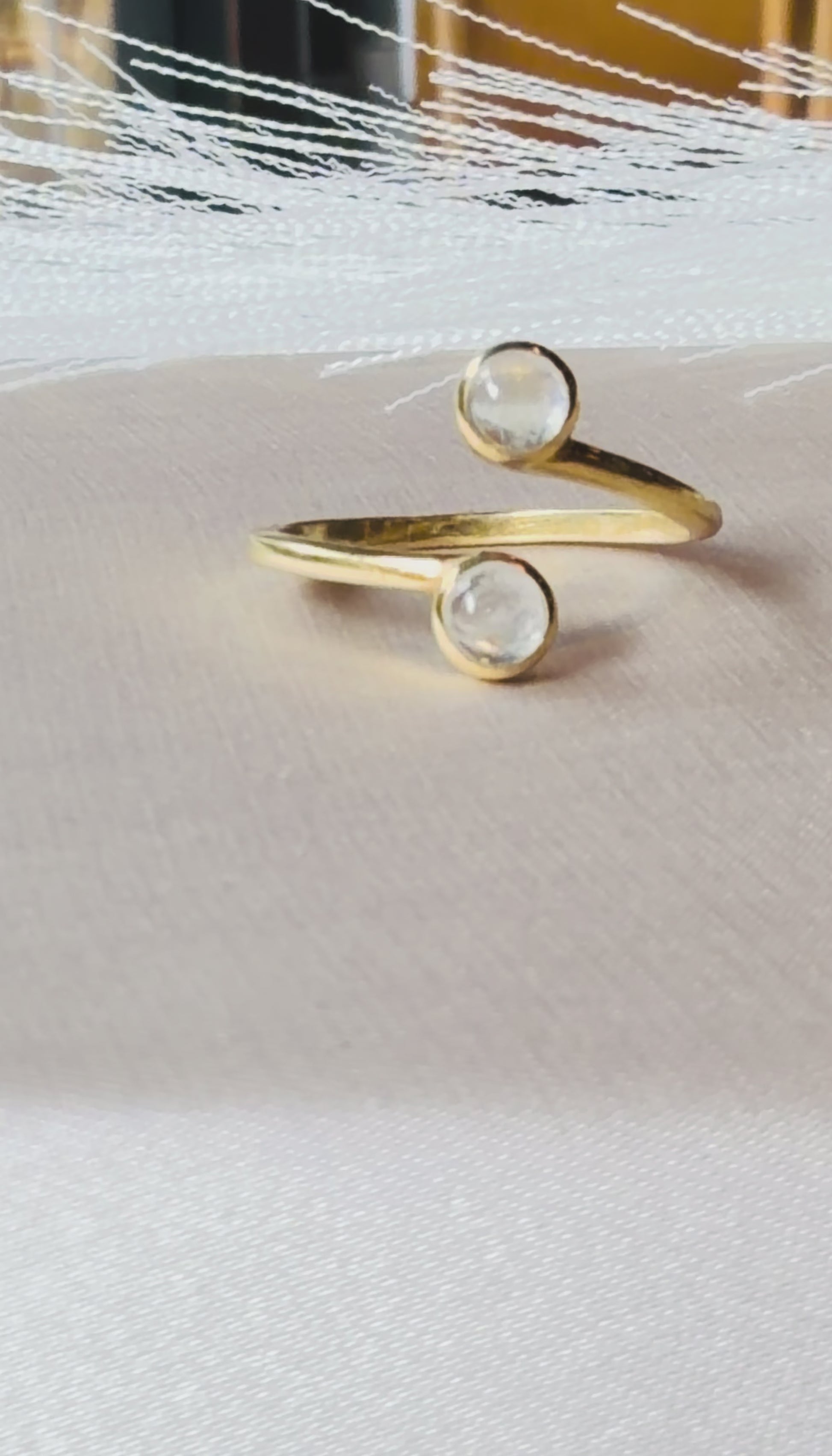 Moonstone Duo Ring Gold Plated Gemstone – House of Tarasya
