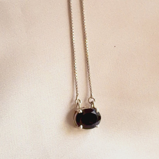 Garnet Oval Necklace 925 Sterling Silver – House of Tarasya

