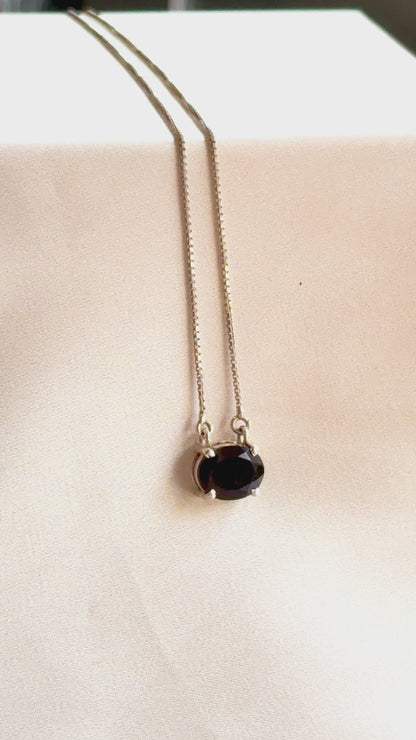 Garnet Oval Necklace 925 Sterling Silver – House of Tarasya
