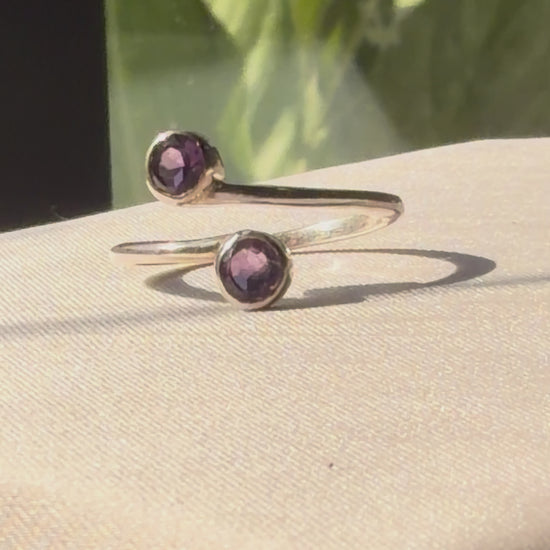 Amethyst Duo Ring Sterling Silver Gold Plated – House of Tarasya
