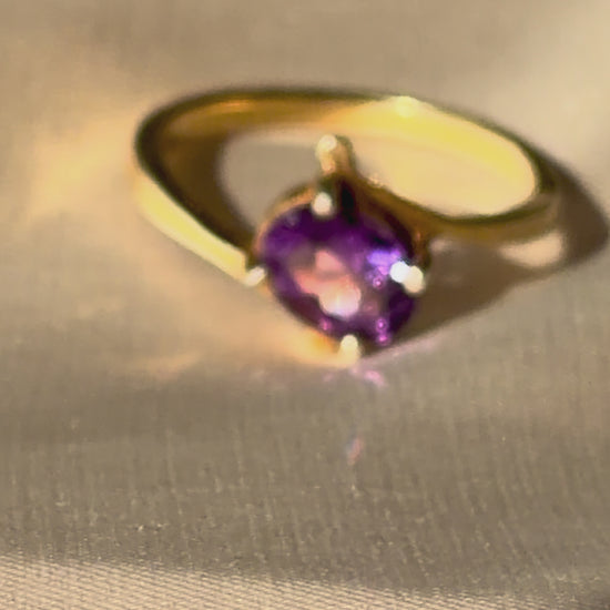 Amethyst Solitaire Ring Sterling Silver Gold Plated – House of Tarasya

