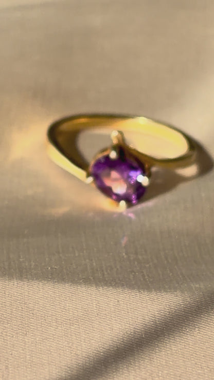 Amethyst Solitaire Ring Sterling Silver Gold Plated – House of Tarasya
