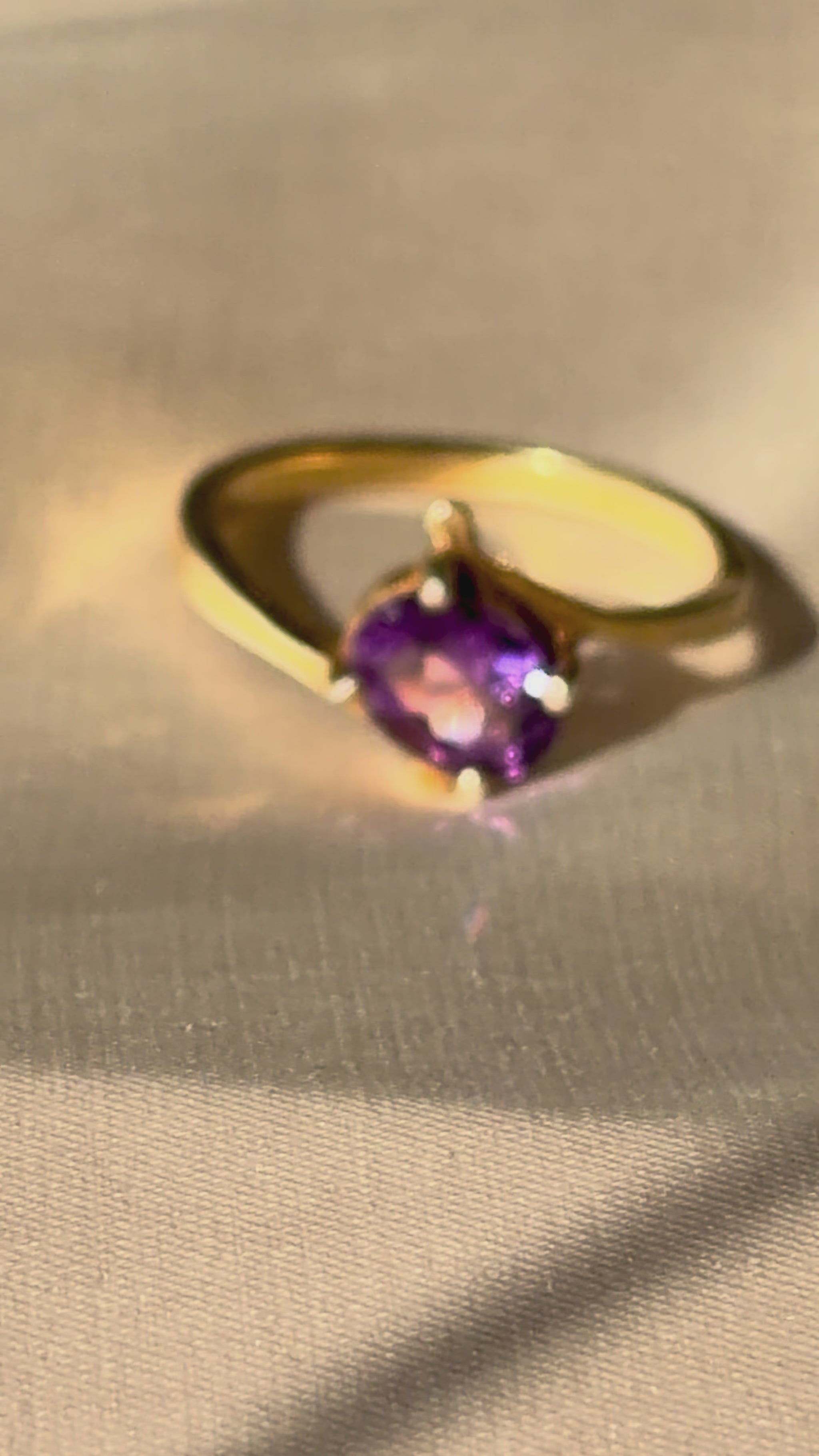 Amethyst Solitaire Ring Sterling Silver Gold Plated – House of Tarasya
